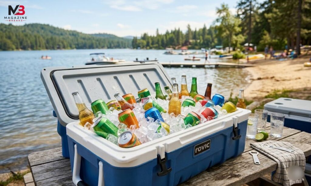 Large Cooler Filled With Ice And Drinks